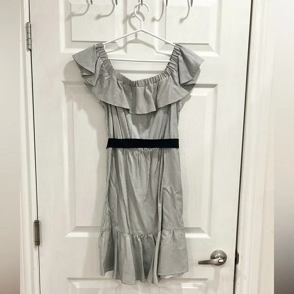 Maje Rigate Off Shoulder Striped Ruffle Dress - Picture 8 of 16